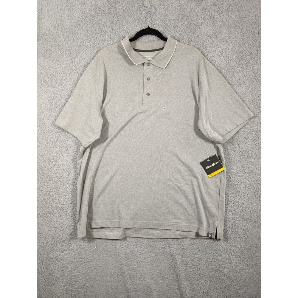 Eddie Bauer Travex Polo Shirt Mens XL Gray High Low Hem Tennis Golf Performance